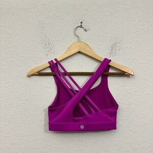 ATHLETA Crossback Sports Bra in Purple Elastic Hem